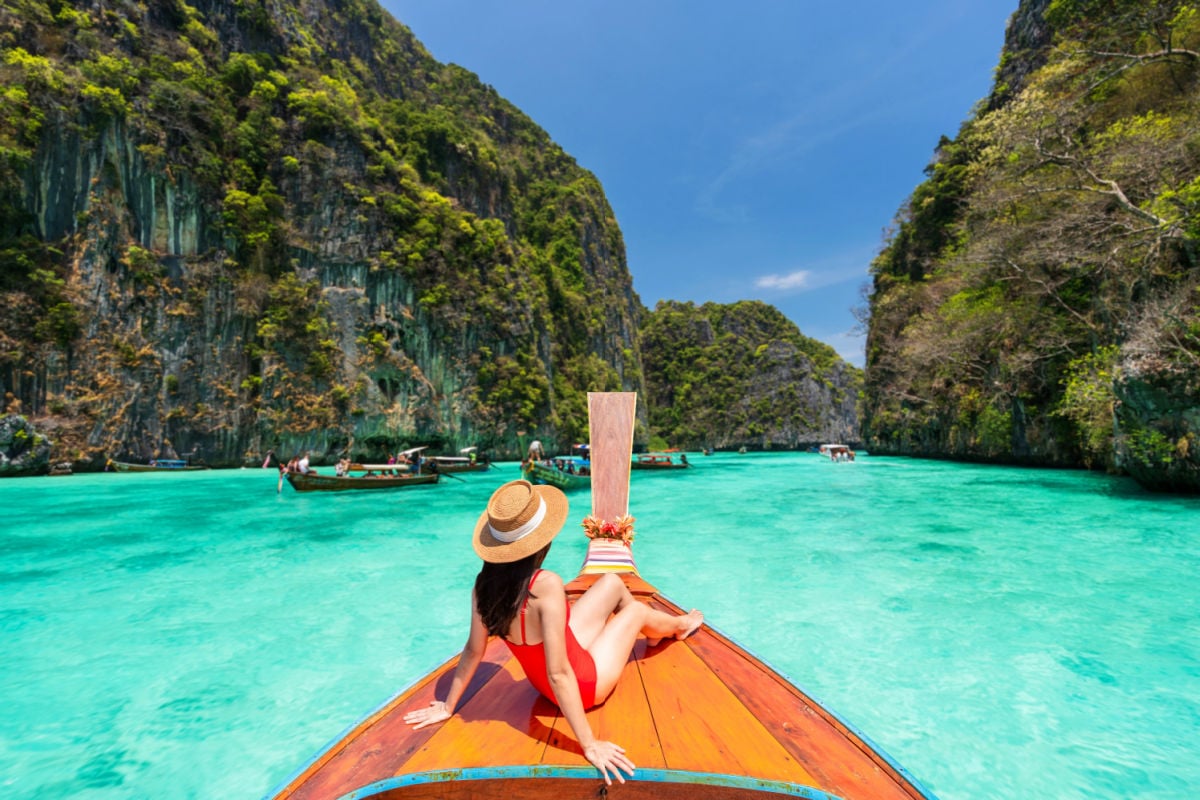 Woman on a boat Krabi, Thailand