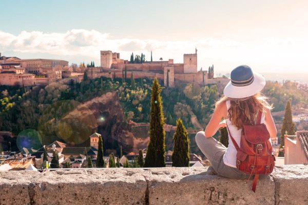 Woman overlooking Granada Spain