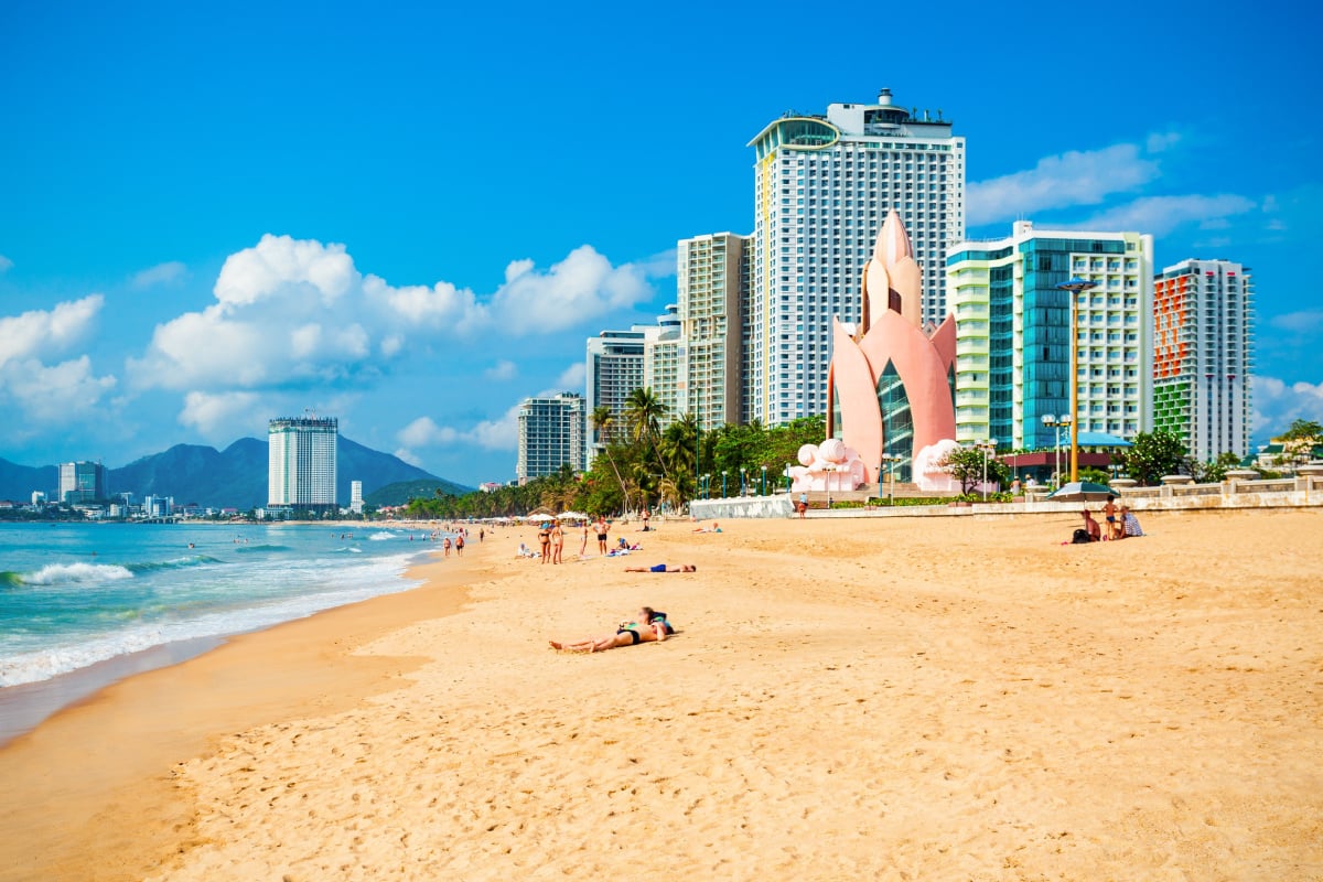 Vacationers lounging at Nha Trang Beach